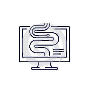 endoscopy icon on white, line vector