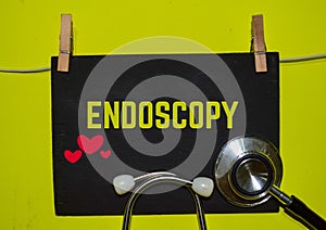 ENDOSCOPY on top of yellow background