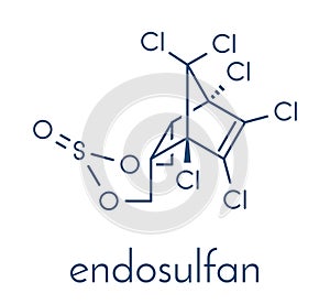 Endosulfan insecticide molecule. Banned in many countries due to toxicity. Skeletal formula. photo