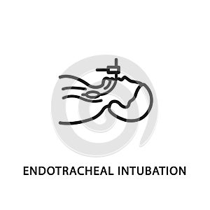 Endotracheal intubation flat line icon. Artificial lung ventilation