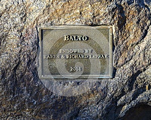 Endowment plaque for the preservation of the Central Park statue honoring hero sled dog Balto