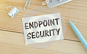 Endpoint security text on a card, office tools.