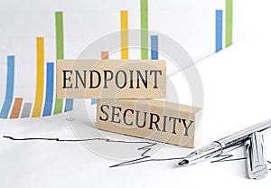 ENDPOINT SECURITY text on notebook with clipboard on white background