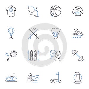 Endurance line icons collection. Stamina, Fortitude, Perseverance, Resilience, Grit, Persistence, Tenacity vector and photo