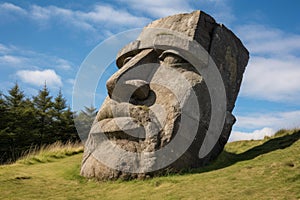 Enduring Stone head giant art. Generate Ai photo