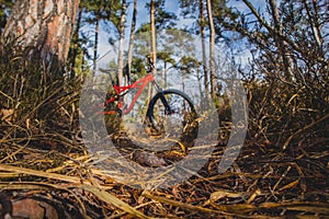 Enduro MTB on a singletrack