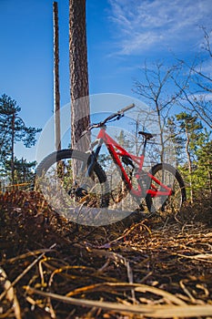 Enduro MTB on a singletrack