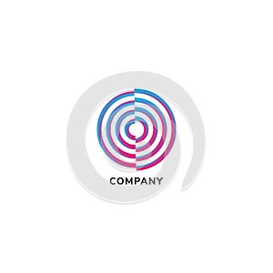 Enegry Signal Logo Design Template, Colorful Circle Line Concept