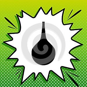 Enema sign. Black Icon on white popart Splash at green background with white spots. Illustration