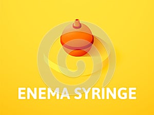 Enema syringe isometric icon, isolated on color background