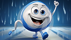 Energetic 3d cartoon water droplet character advocating for world water day conservation