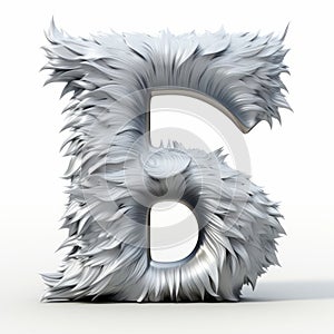 Energetic 3d Modelling Of Silver Monster Letter F With Fur