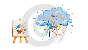 Energetic Abstract Color Burst from a Cloud Illustration, vector design Generative AI