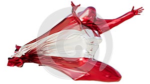 Energetic Abstract Figure Enveloped in the Austrian Flag with Dynamic Flow