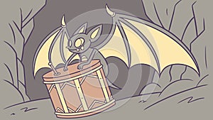 Energetic Bat Creature Playing a Drum, vector design Generative AI