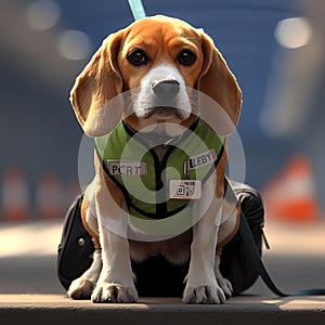 Energetic Beagle Sniffer Dog at Work