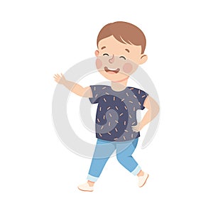 Energetic Boy Dancing Moving to Music Rythm Vector Illustration