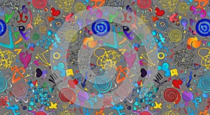 Vibrant Abstract Doodle Seamless Pattern