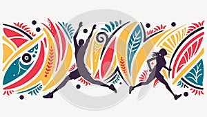 Energetic Dancer Silhouette with Vibrant Abstract Waves, vector design Generative AI