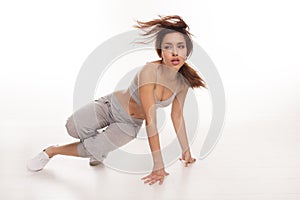 Energetic female hip hop dancer