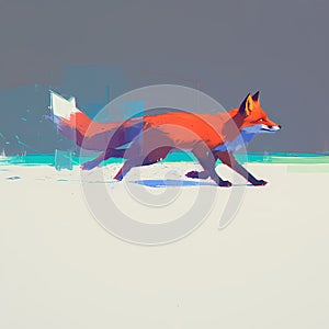 Energetic Fox Sprinting in Nature