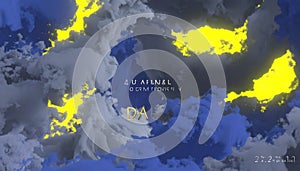 Energetic Fusion of Blue and Yellow Clouds