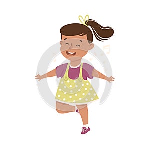 Energetic Girl with Ponytail Dancing Moving to Music Rythm Vector Illustration photo