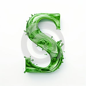 Energetic Green Letter S In Sumatraism Style With Organic Movement