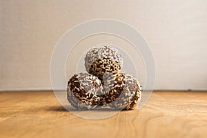 Energetic handmade sweets. healthy vegan food. Energy balls