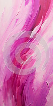 Energetic Impasto Abstract Magenta And White Painting With Spirited Movement