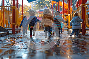 Energetic Kids Playground with a Blur of Children Laughing and Playing