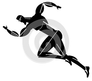 Energetic man runner silhouette. Stylish graphics