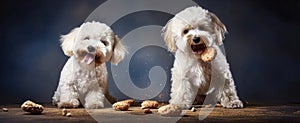 Energetic Poodles in Action Catching Treats Galore - Generative AI