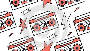 Energetic Retro Boombox and Lightning Bolt Pattern, vector design Generative AI