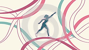 Energetic Runner in Dynamic Abstract Wavy Line Background, vector design Generative AI