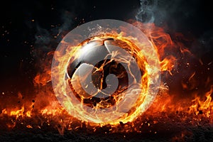 Energetic Soccer ball flame. Generate Ai
