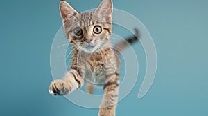 The jumping playful kitten.AI generated image