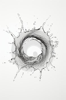 Energetic water vortex splash isolated against a clean and serene white background