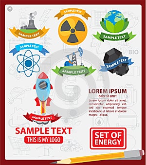 Energetics logos with ribbon, energetics infographics photo
