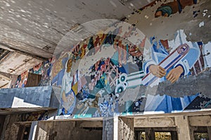 Energetik building in Pripyat city, Chernobyl Zone, Ukraine