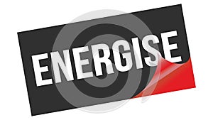 ENERGISE text on black red sticker stamp