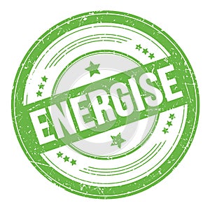 ENERGISE text on green round grungy stamp