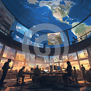 Energized Control Room with Interactive Map Wall