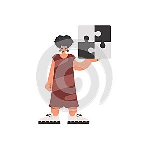 The energized lady is holding a overwhelm. Bunch work subject. Obliged. Trendy style, Vector Illustration