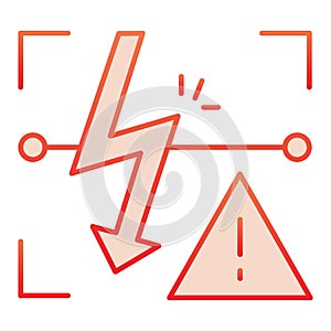 Energized symbol flat icon. Triangle electric hazard red icons in trendy flat style. High voltage caution gradient style