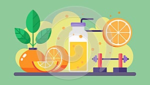 The energizing scent of citrus can be found in the home gym invigorating the mind and body during a workout.. Vector photo