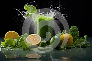 Energizing Splash green juice. Generate Ai photo