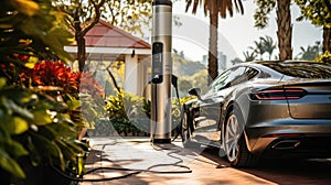 energizing sustainability: the electric green and eco-friendly car revolution, showcasing efficient battery charging and