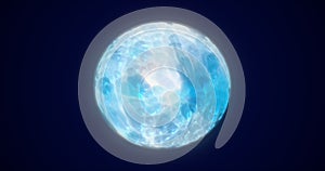 Energy abstract blue sphere of glowing liquid plasma, electric magic round energy ball background