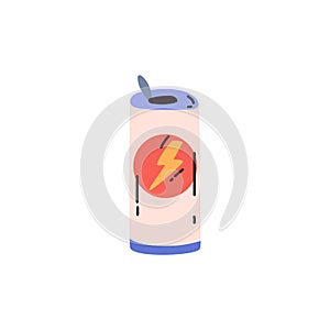 Energy aluminum drink can icon or symbol flat vector illustration isolated.